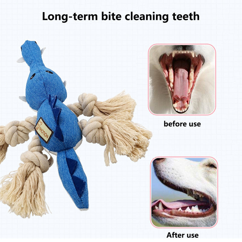 KFX-4867005 Cotton Rope Dog Chewing Toy with Sound - Various Animal Designs for Molar Health