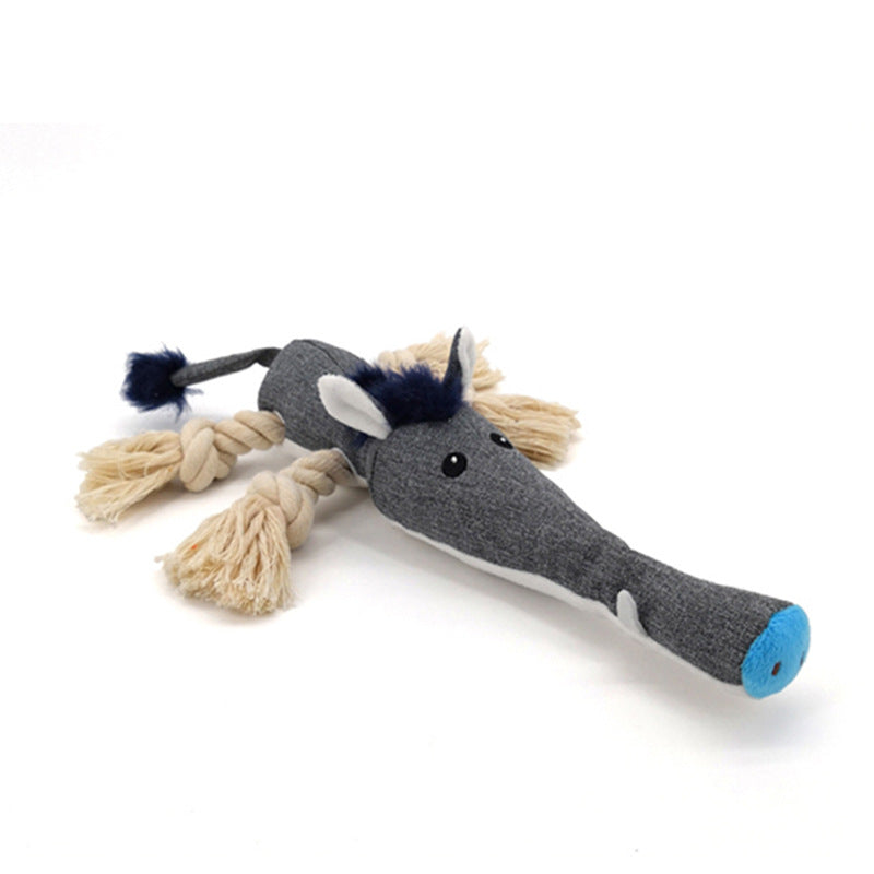 KFX-4867005 Cotton Rope Dog Chewing Toy with Sound - Various Animal Designs for Molar Health