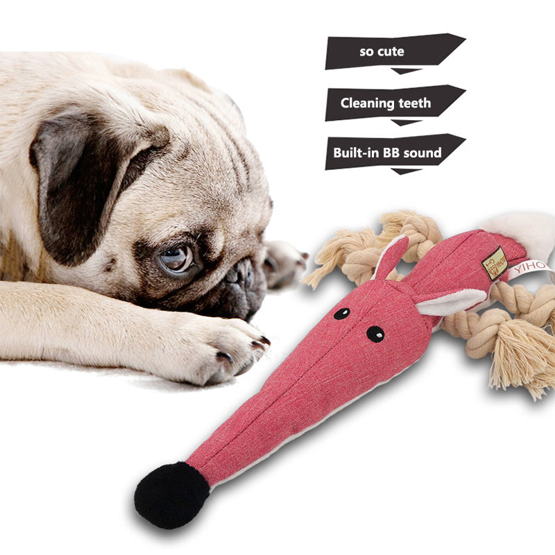 KFX-4867005 Cotton Rope Dog Chewing Toy with Sound - Various Animal Designs for Molar Health