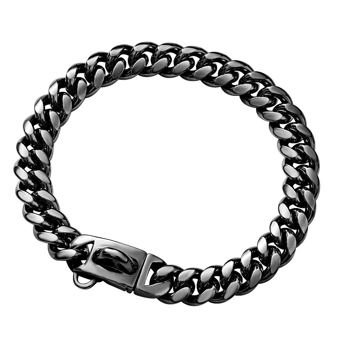 KFX-4868157 14mm Stainless Steel Cuban Chain Dog Collar with Lock Buckle in Gold and Silver