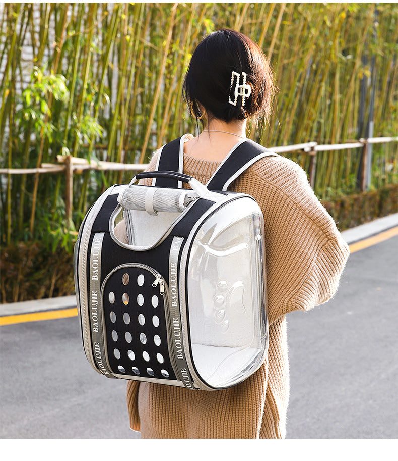 KFX-4868413 Multifunctional Transparent Pet Backpack for Cats and Dogs, Medium Soft Design