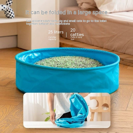KFX-4869821 Foldable Semi-closed Portable Cat Toilet in Multiple Colors - Compact Design for Easy Transportation