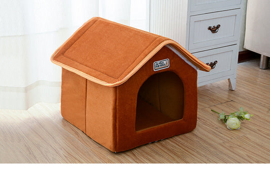KFX-4870205 Cozy Non-Slip Pet Folding Bed with Breathable Sponge and Cotton Fabric - Multiple Sizes Available