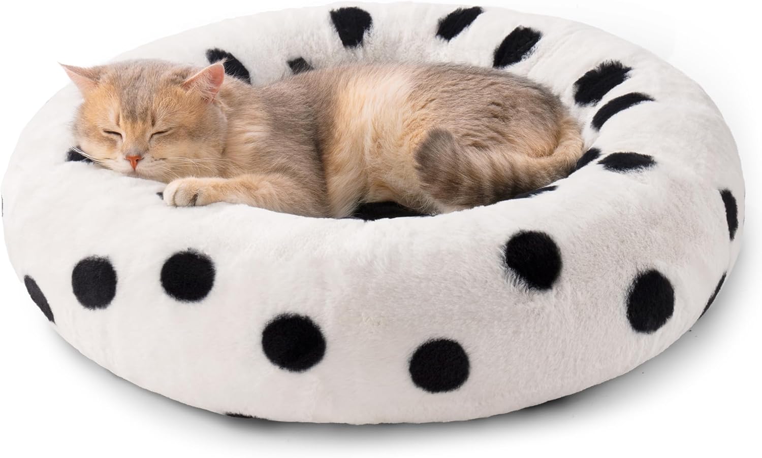 KFX-4870589 Cozy 23 Inch Round Donut Cat Bed with Non-Slip Bottom, Washable Plush Pet Bed for Small Dogs and Cats