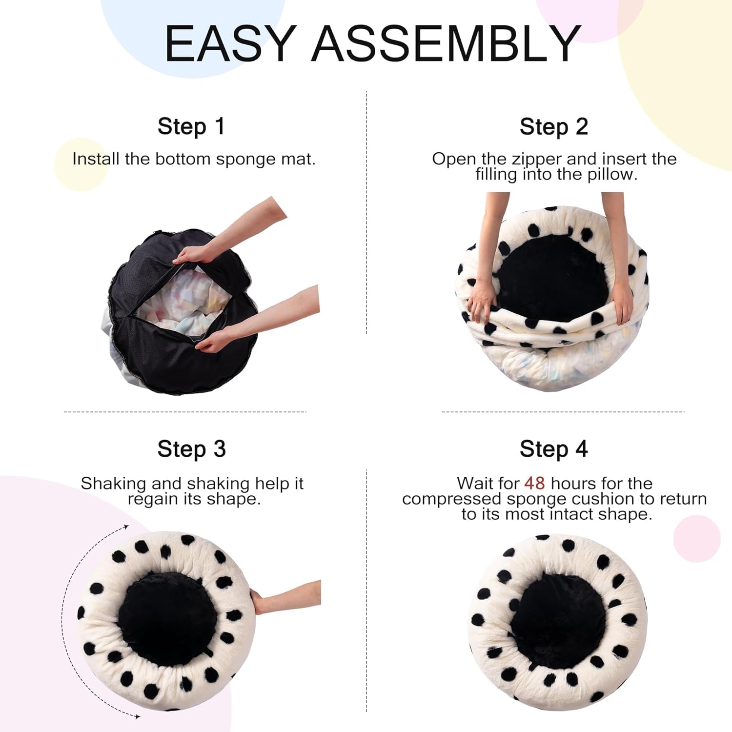 KFX-4870589 Cozy 23 Inch Round Donut Cat Bed with Non-Slip Bottom, Washable Plush Pet Bed for Small Dogs and Cats