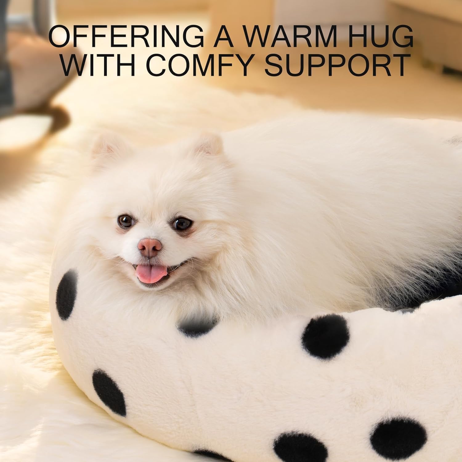 KFX-4870589 Cozy 23 Inch Round Donut Cat Bed with Non-Slip Bottom, Washable Plush Pet Bed for Small Dogs and Cats