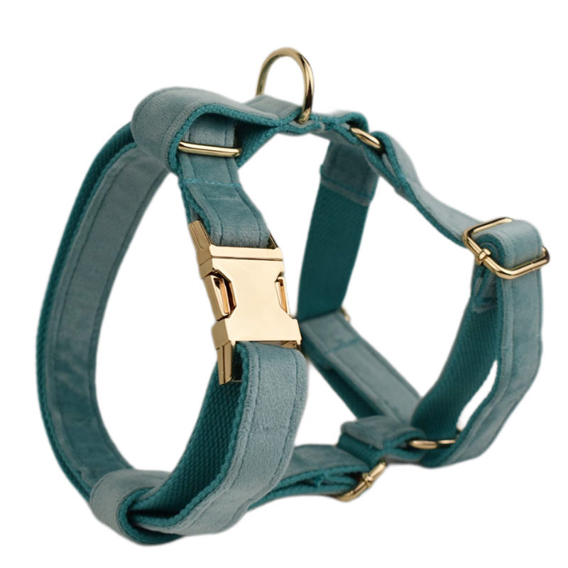 KFX-4871229 Stylish Velvet Pet Collar and Traction Rope Set with Bow and Flower Accessories
