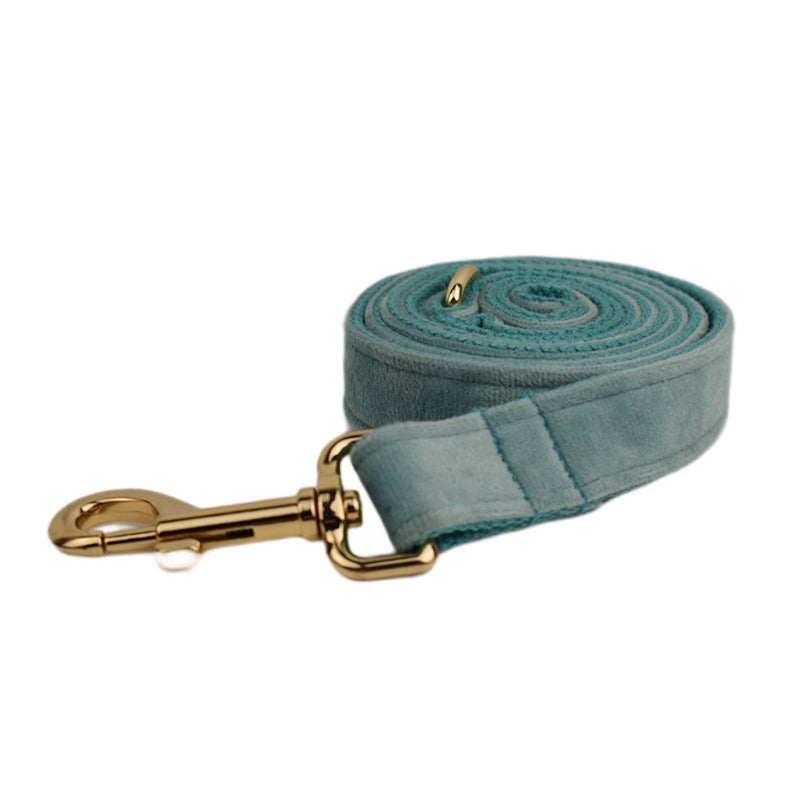 KFX-4871229 Stylish Velvet Pet Collar and Traction Rope Set with Bow and Flower Accessories