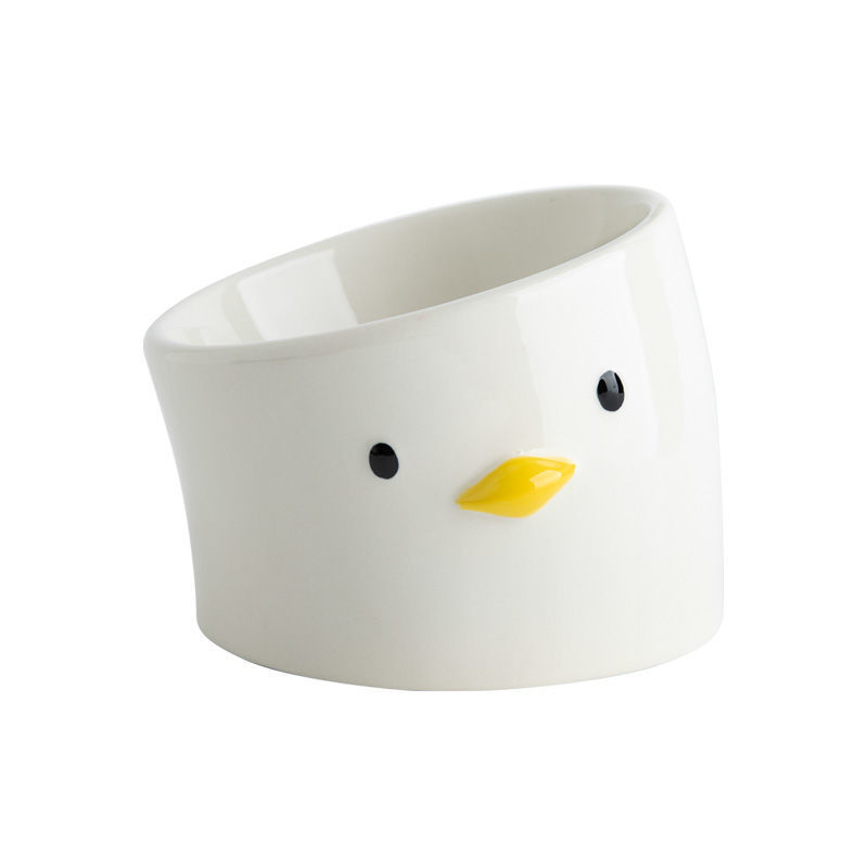KFX-4872125 Ceramic Cat Bowl Set with Crooked Neck Design – Flat and Inclined Bowls for Easy Pet Feeding