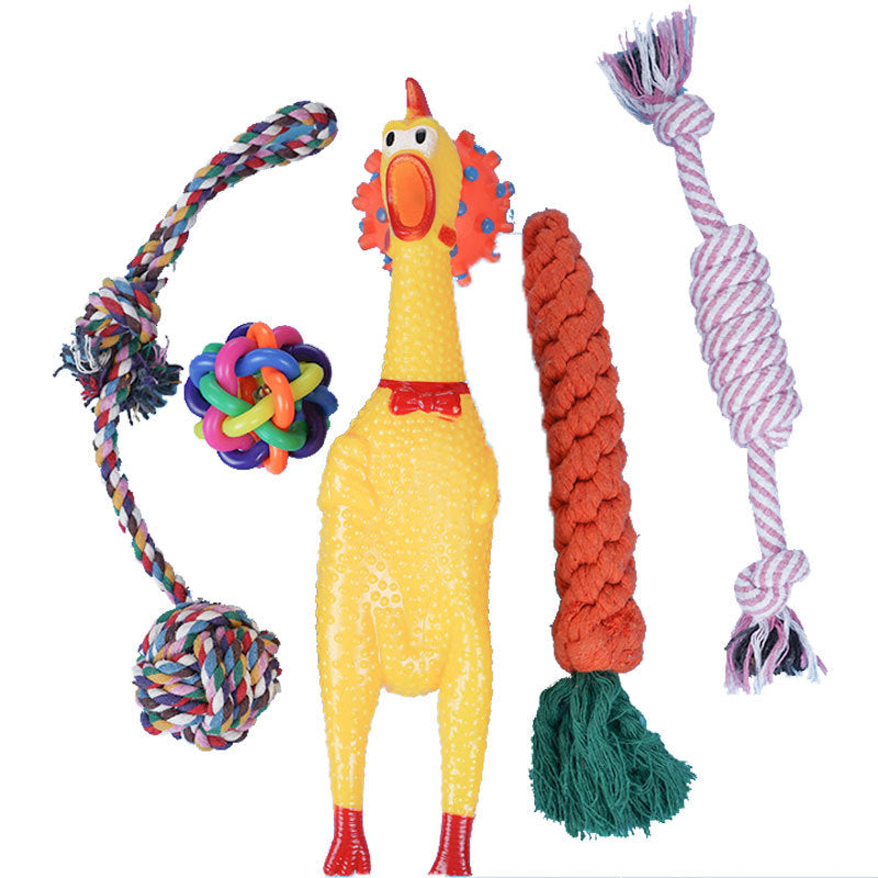 KFX-4872765 10-Piece Durable Dog Toy Set for Chewing and Boredom Relief