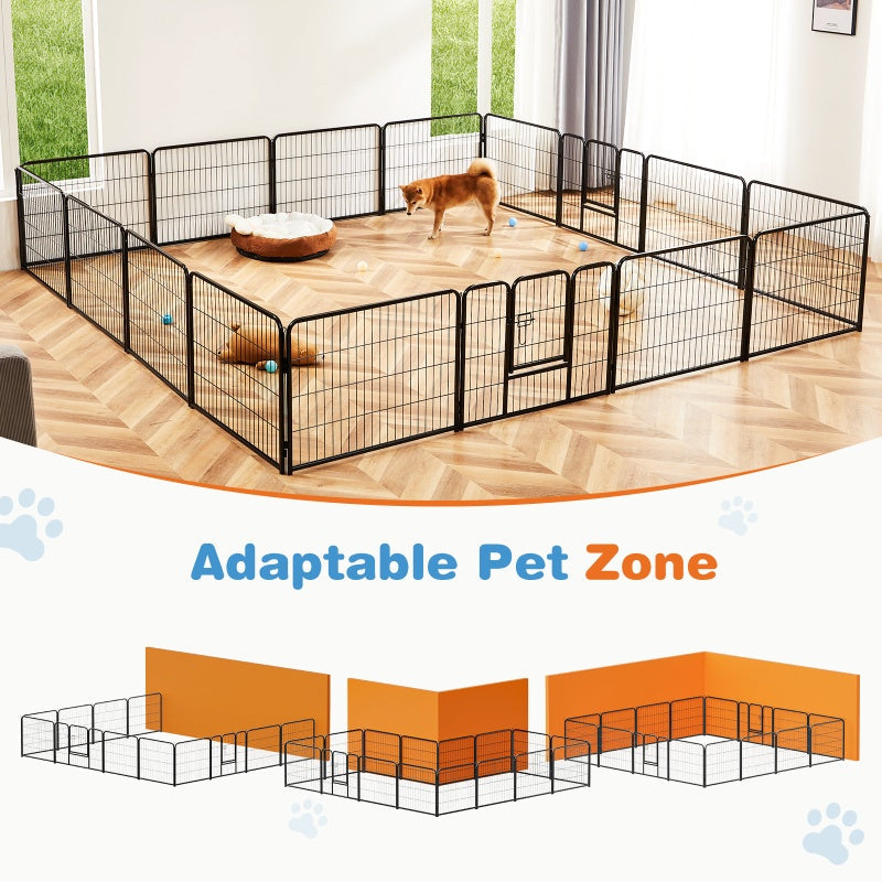 KFX-4875197 Metal Indoor Dog Playpen with Door - Portable Exercise Pen for Small to Large Dogs, 8-Panel Configuration