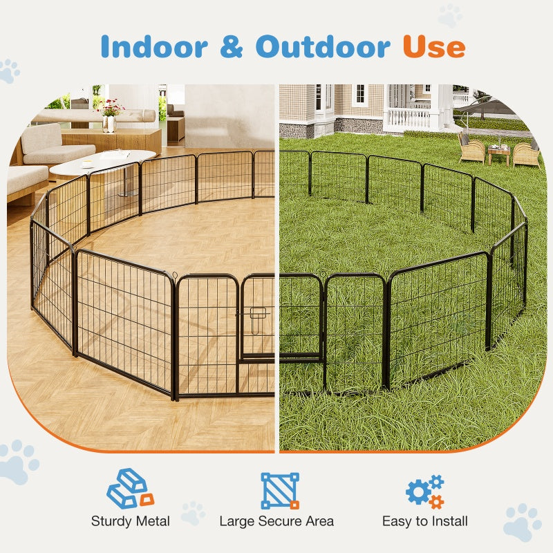 KFX-4875197 Metal Indoor Dog Playpen with Door - Portable Exercise Pen for Small to Large Dogs, 8-Panel Configuration