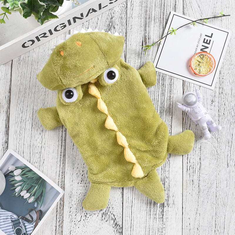 KFX-4877501 Dinosaur Design Coral Fleece Pet Clothes for Autumn and Winter - Green, Sizes XS to 4L