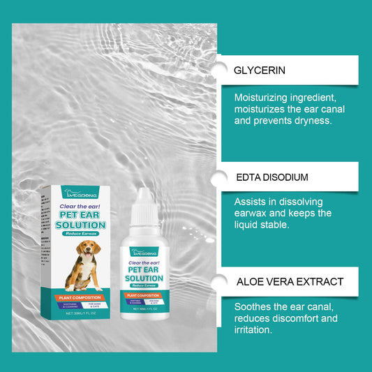 KFX-4879549 Pet Ear Cleaning and Decontamination Solution - 30ML Wash for Cats and Dogs
