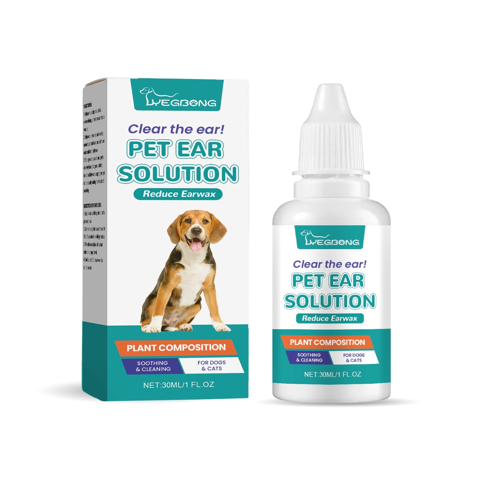 KFX-4879549 Pet Ear Cleaning and Decontamination Solution - 30ML Wash for Cats and Dogs