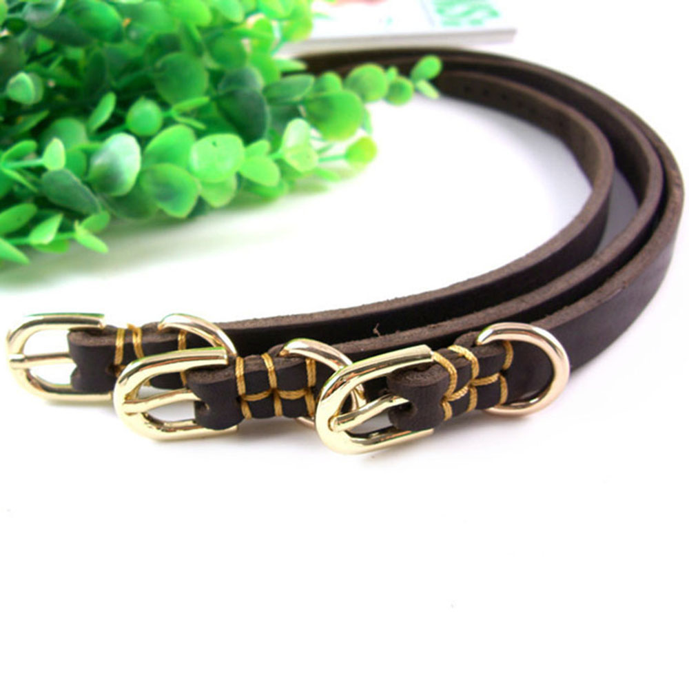KFX-4879677 Real Cowhide Adjustable Leather Dog Collar in Brown – XS, S, M Sizes Available