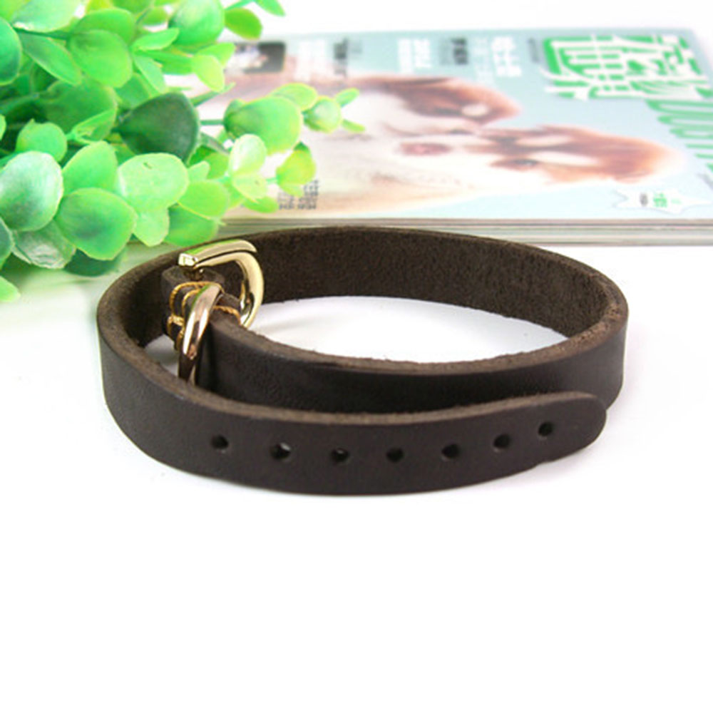 KFX-4879677 Real Cowhide Adjustable Leather Dog Collar in Brown – XS, S, M Sizes Available