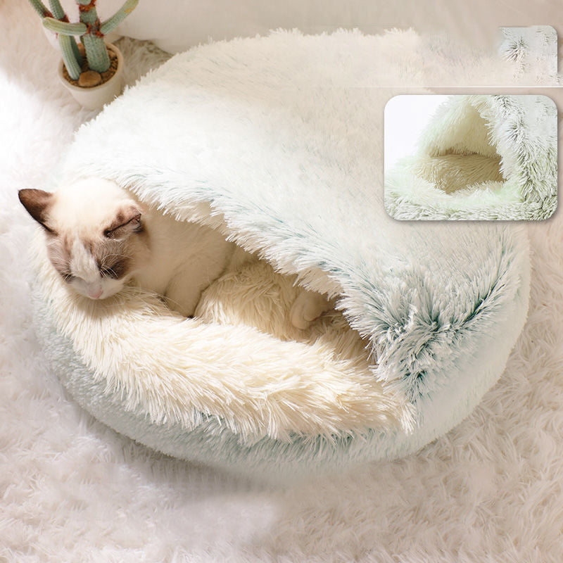 KFX-4881725 Cozy Plush Shell Pet Nest for Cats and Dogs - Soft PP Cotton & Plush, 40cm / 50cm Diameter Options