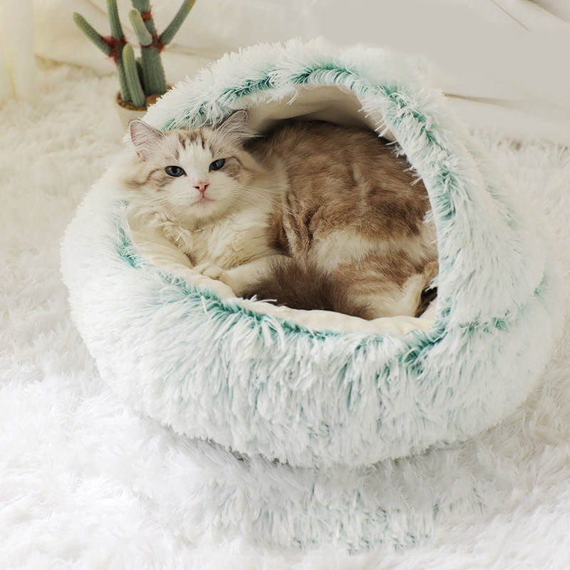KFX-4881725 Cozy Plush Shell Pet Nest for Cats and Dogs - Soft PP Cotton & Plush, 40cm / 50cm Diameter Options