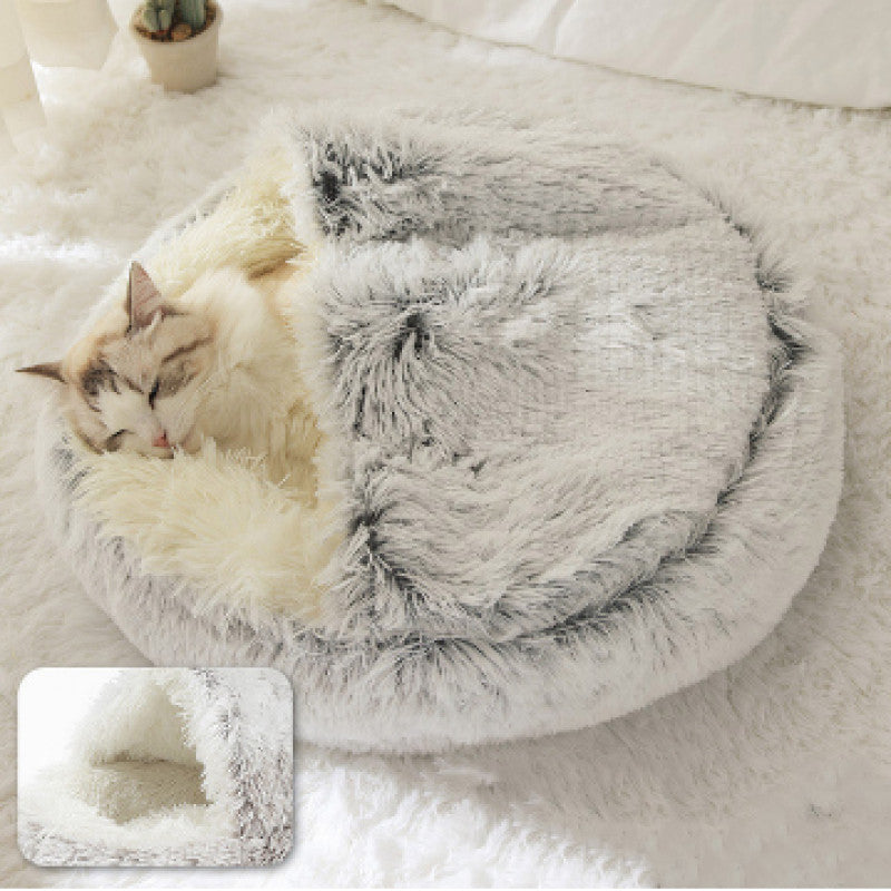 KFX-4881725 Cozy Plush Shell Pet Nest for Cats and Dogs - Soft PP Cotton & Plush, 40cm / 50cm Diameter Options
