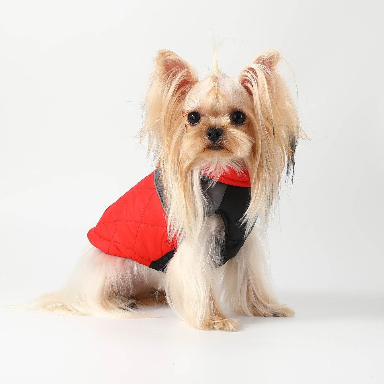 KFX-4883261 Contrast Color Diamond Plaid Cotton-Padded Waterproof Ski Suit for Pets