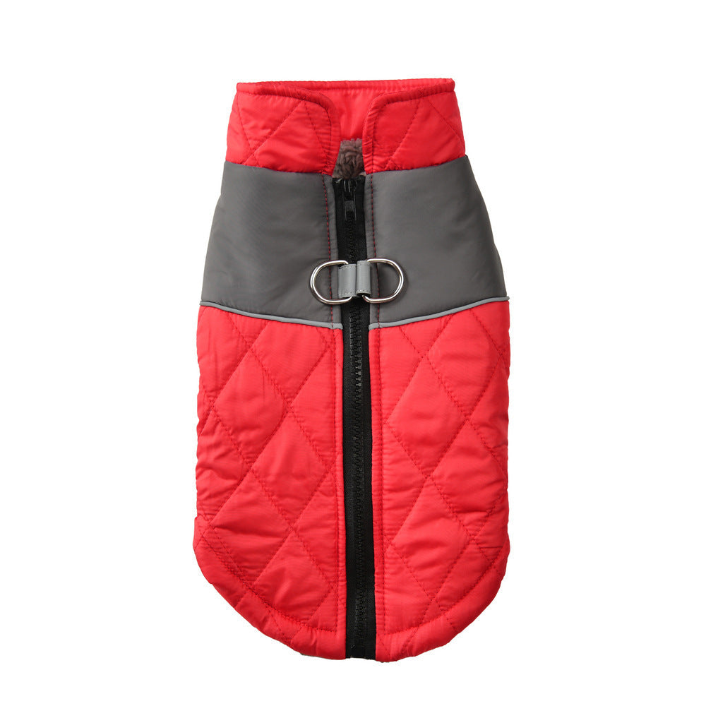 KFX-4883261 Contrast Color Diamond Plaid Cotton-Padded Waterproof Ski Suit for Pets