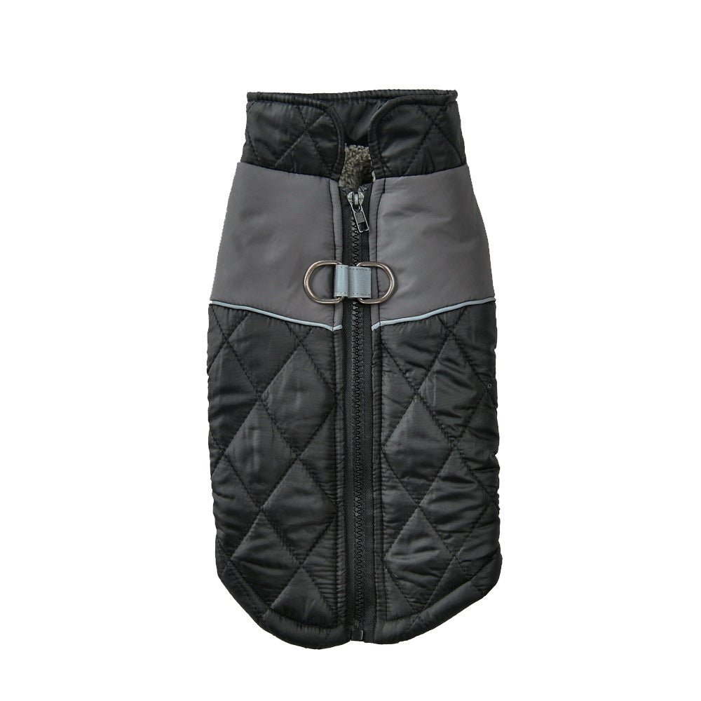 KFX-4883261 Contrast Color Diamond Plaid Cotton-Padded Waterproof Ski Suit for Pets