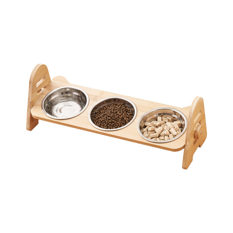 KFX-4883645 Pet Drinking Bowl with Bamboo Stand – Ceramic and Stainless Steel Options