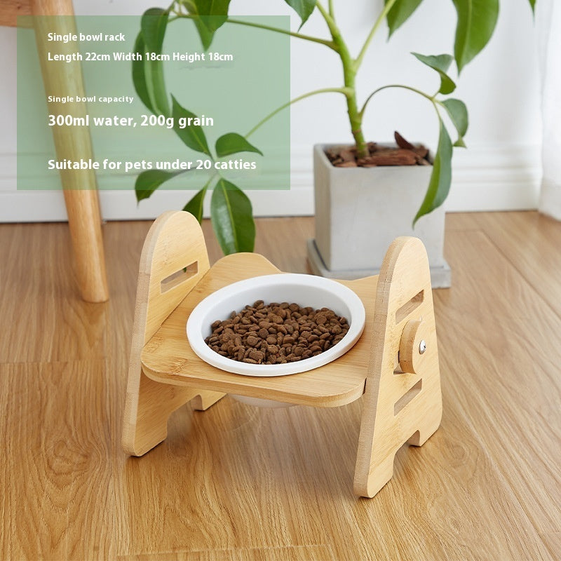 KFX-4883645 Pet Drinking Bowl with Bamboo Stand – Ceramic and Stainless Steel Options