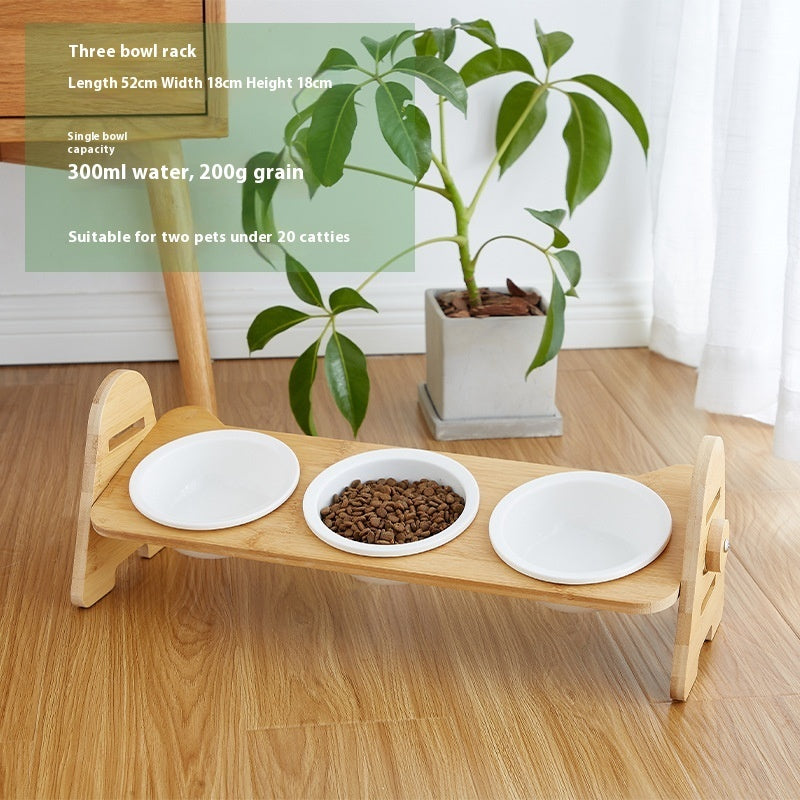 KFX-4883645 Pet Drinking Bowl with Bamboo Stand – Ceramic and Stainless Steel Options
