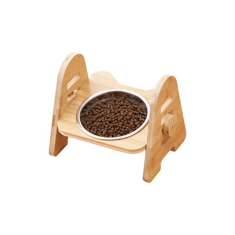 KFX-4883645 Pet Drinking Bowl with Bamboo Stand – Ceramic and Stainless Steel Options