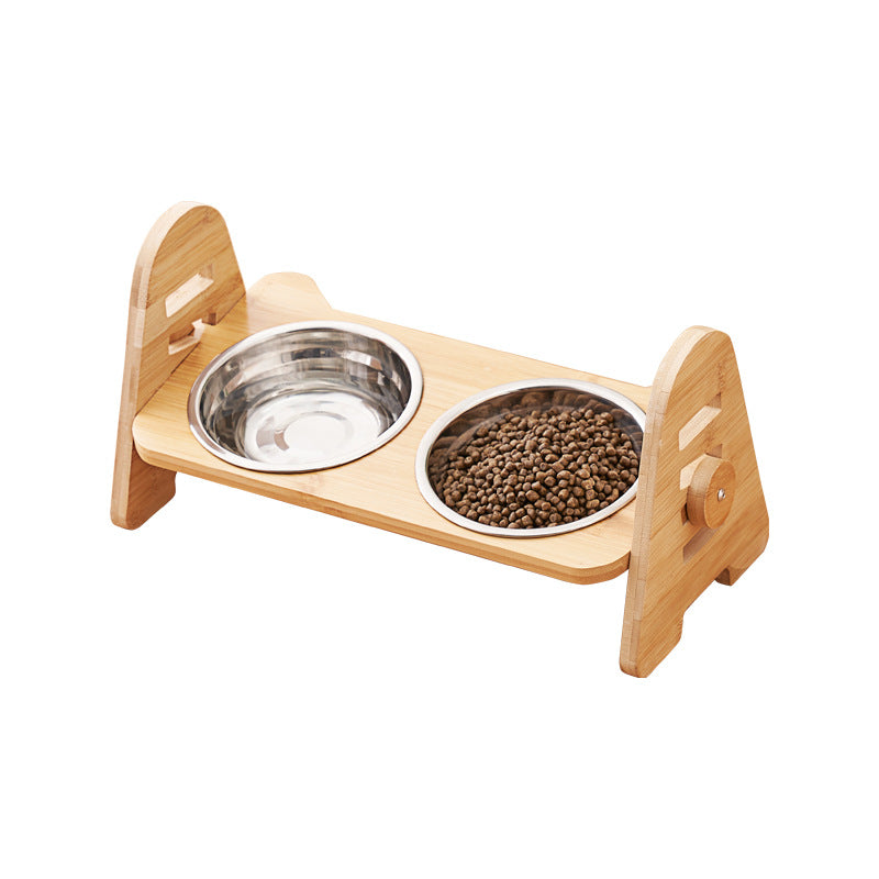 KFX-4883645 Pet Drinking Bowl with Bamboo Stand – Ceramic and Stainless Steel Options