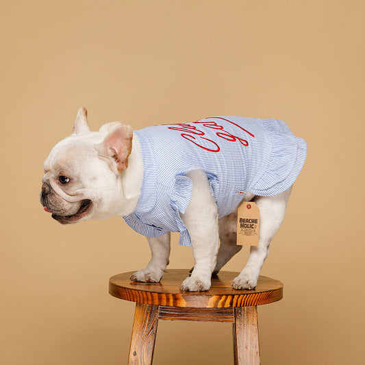 KFX-4884029 Striped Embroidered Cotton Pet Skirt - Available in Multiple Sizes