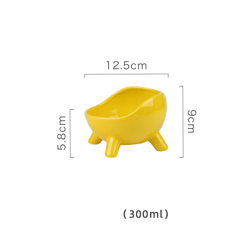 KFX-4884925 Ceramic Cat and Small Dog Food Bowl with Four-Legged Stability and Wide-Mouth Design