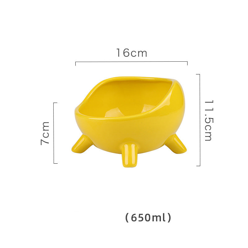 KFX-4884925 Ceramic Cat and Small Dog Food Bowl with Four-Legged Stability and Wide-Mouth Design