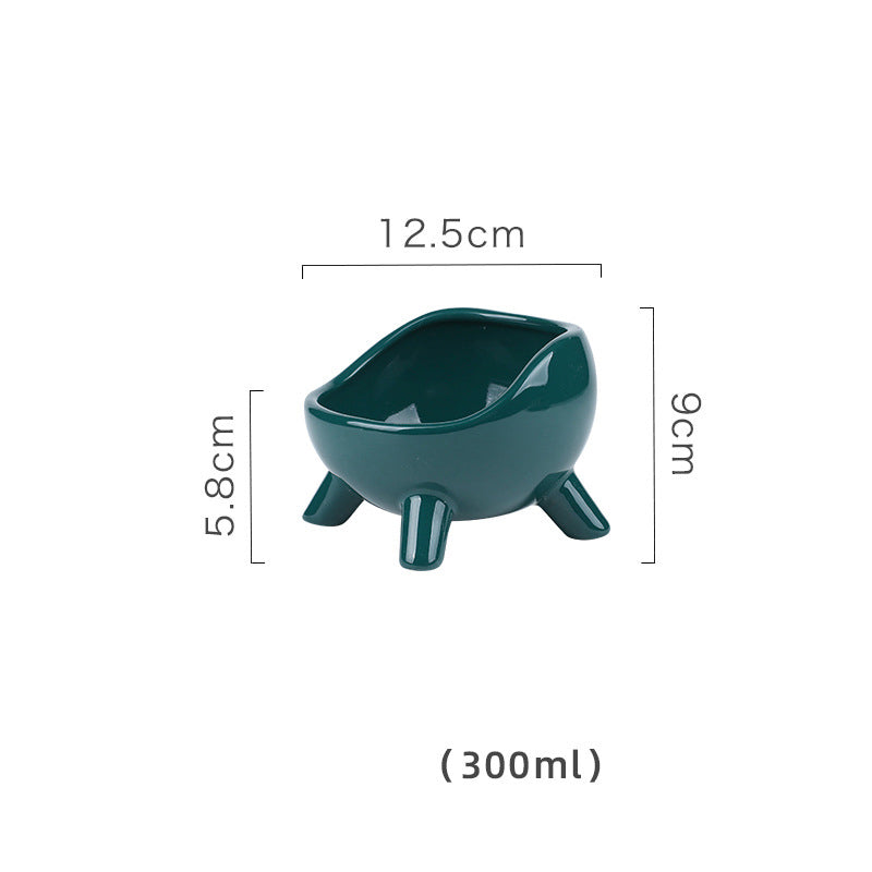 KFX-4884925 Ceramic Cat and Small Dog Food Bowl with Four-Legged Stability and Wide-Mouth Design