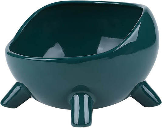 KFX-4884925 Ceramic Cat and Small Dog Food Bowl with Four-Legged Stability and Wide-Mouth Design