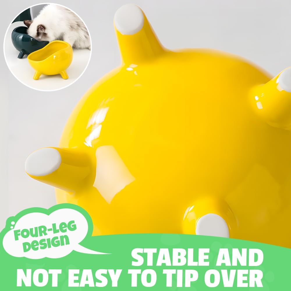 KFX-4884925 Ceramic Cat and Small Dog Food Bowl with Four-Legged Stability and Wide-Mouth Design