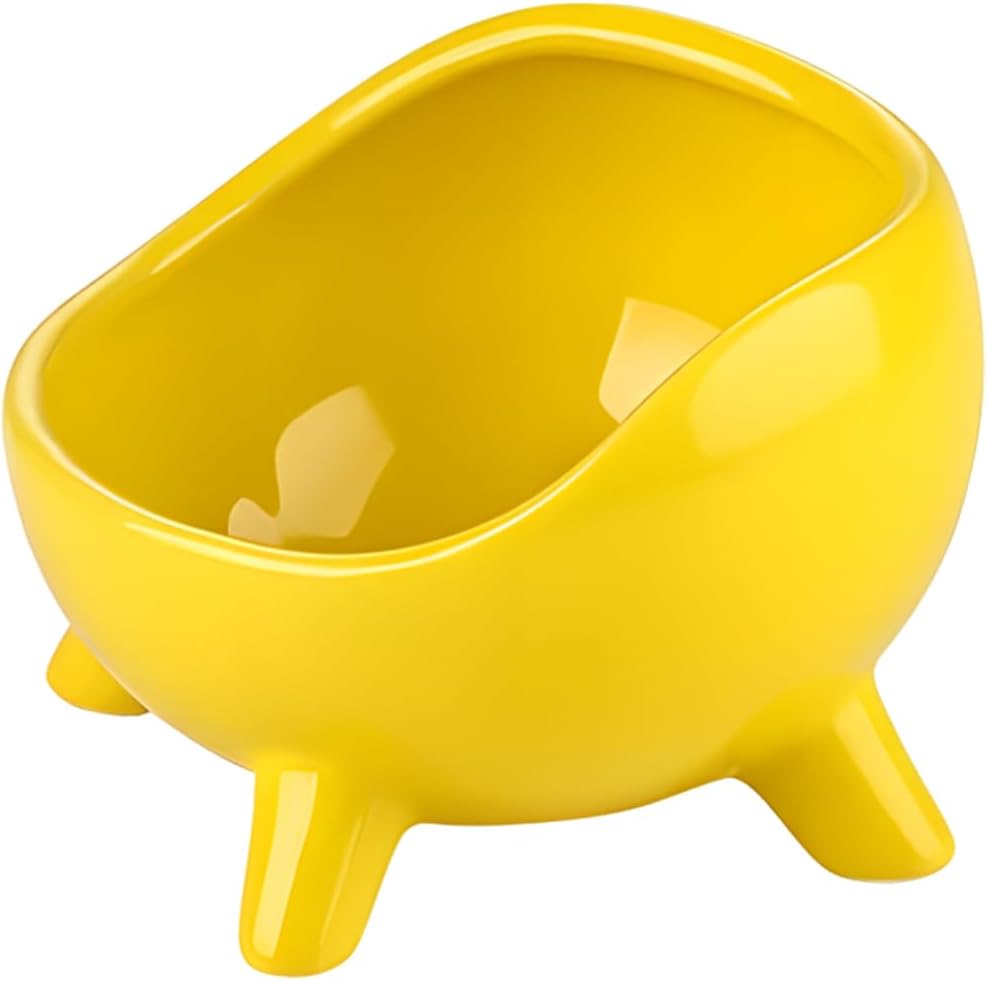 KFX-4884925 Ceramic Cat and Small Dog Food Bowl with Four-Legged Stability and Wide-Mouth Design