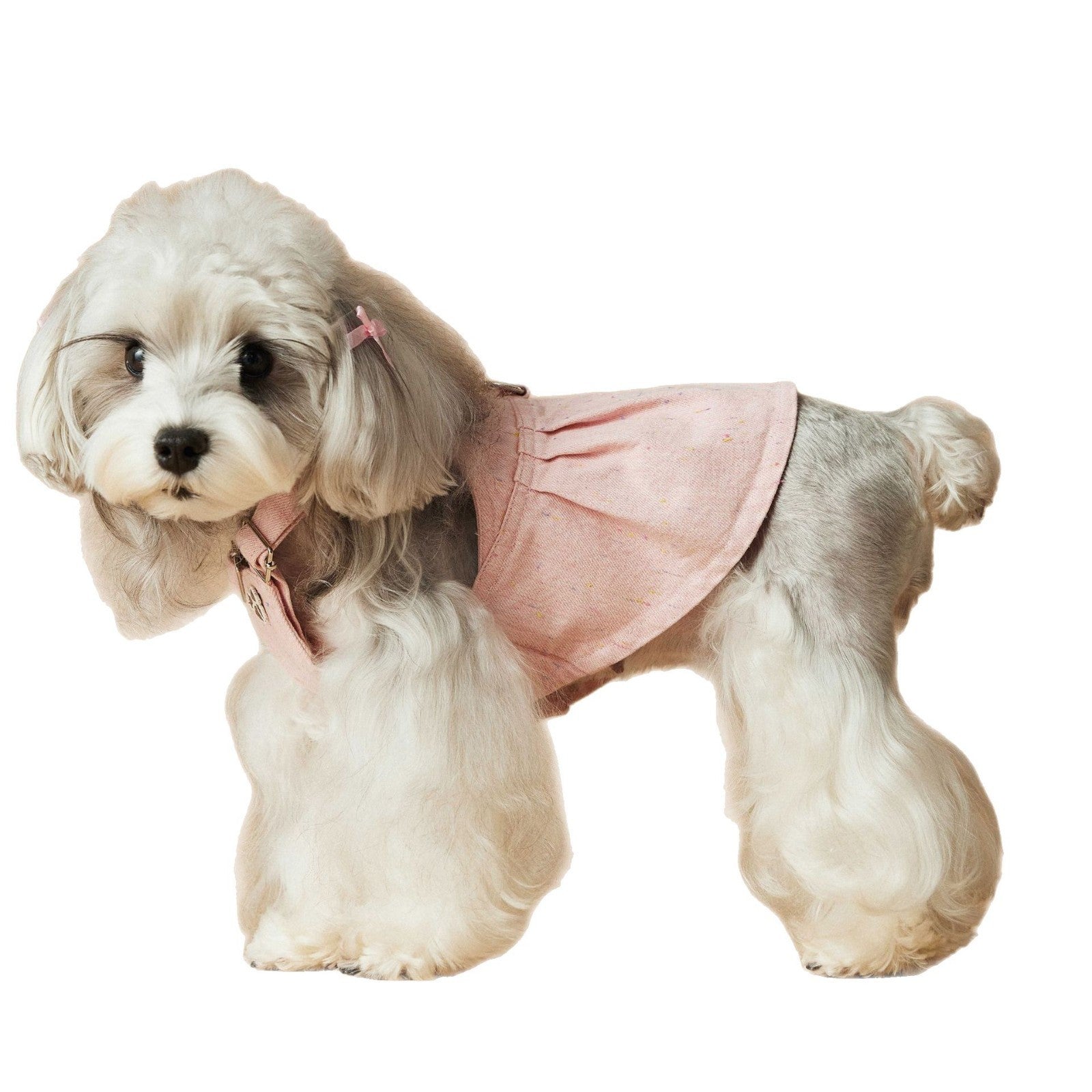 KFX-4885053 Casual Washed Denim Suspender Skirt for Dogs in Light Blue and Pink