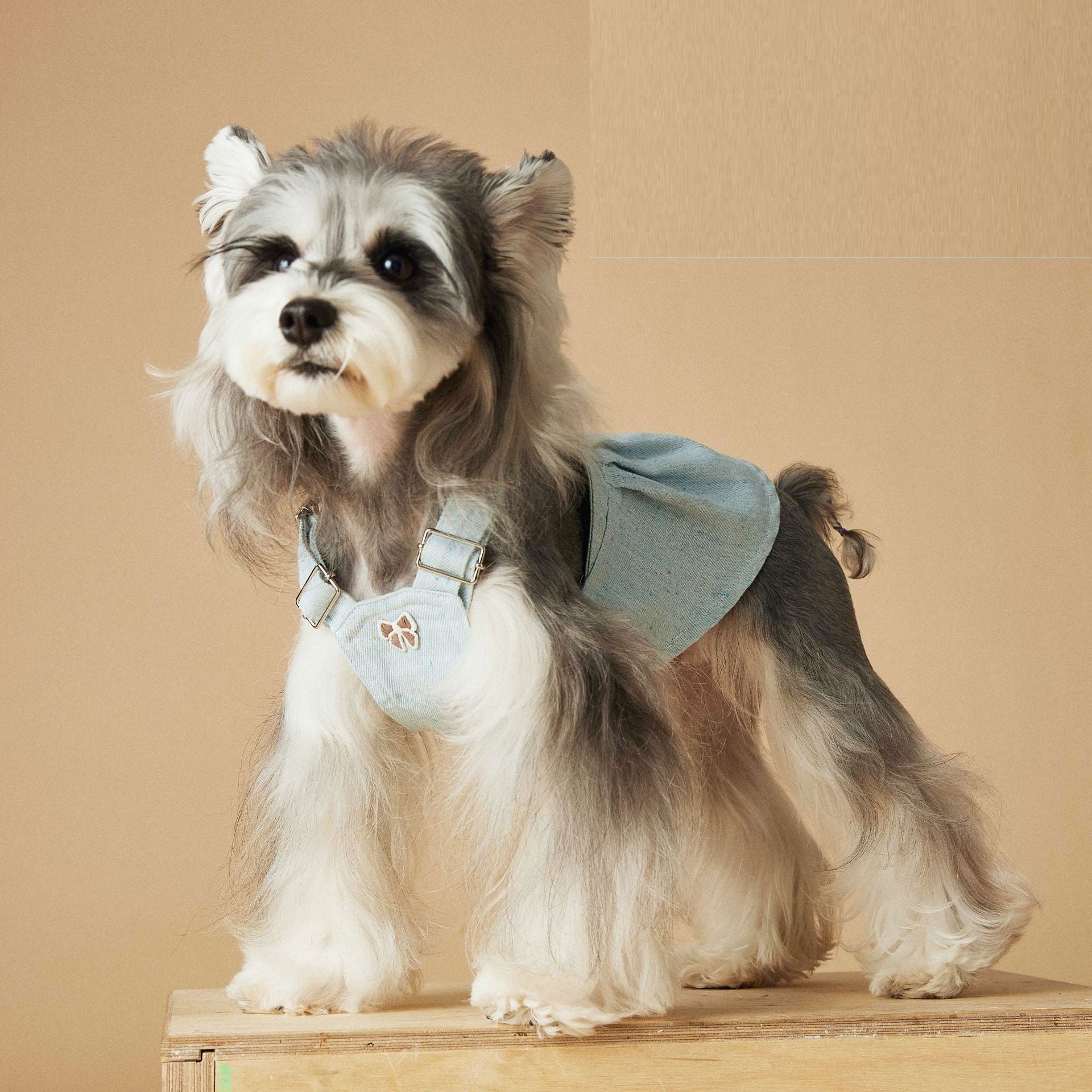 KFX-4885053 Casual Washed Denim Suspender Skirt for Dogs in Light Blue and Pink