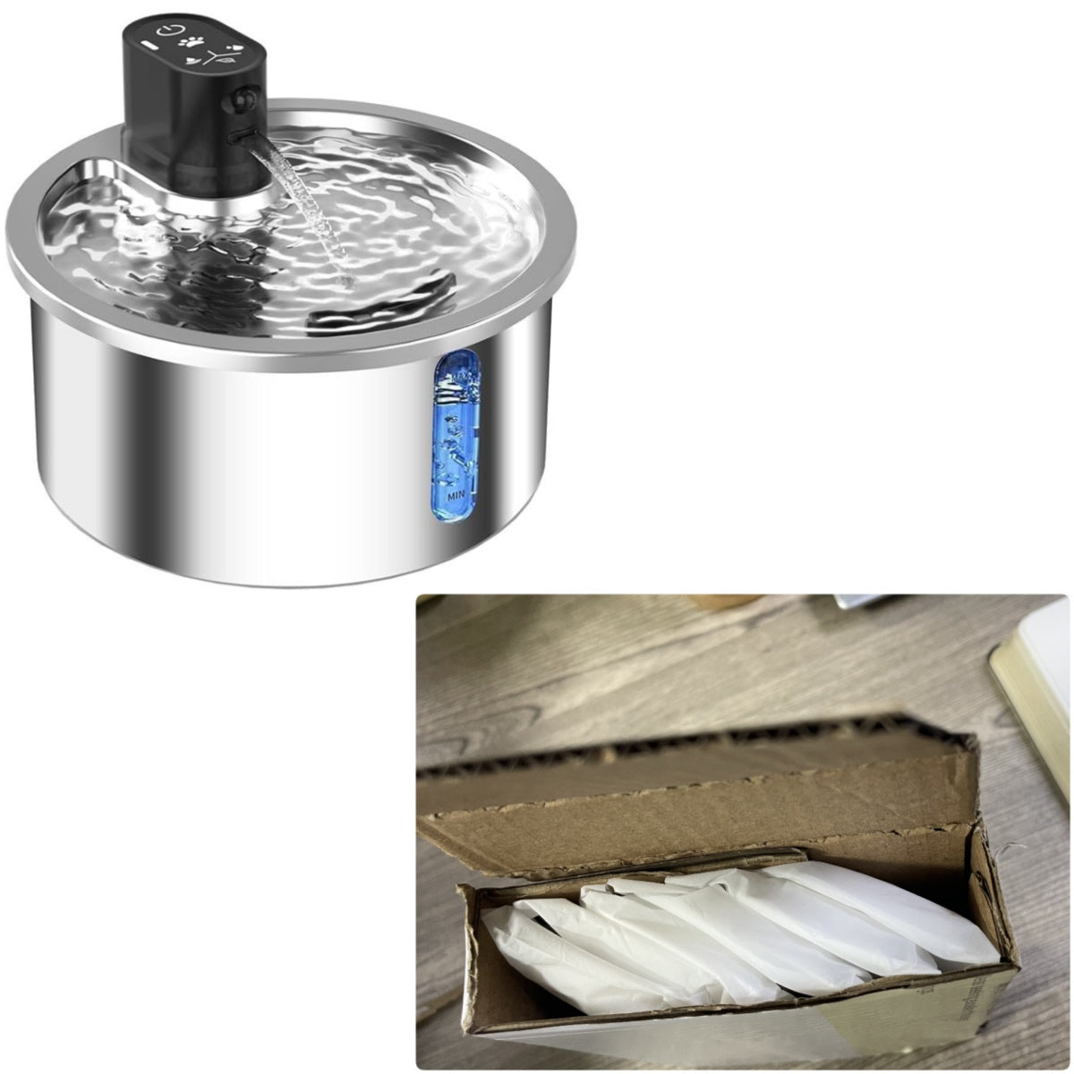 KFX-4889277 Stainless Steel Cat and Dog Water Fountain with Nine-Gear Temperature Control