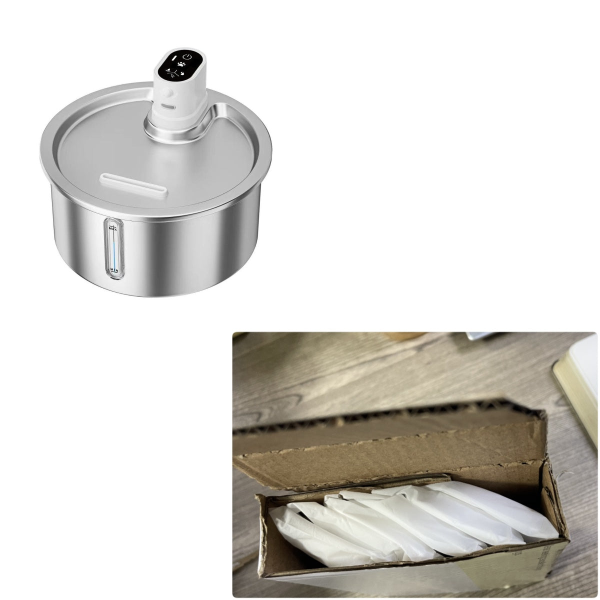 KFX-4889277 Stainless Steel Cat and Dog Water Fountain with Nine-Gear Temperature Control