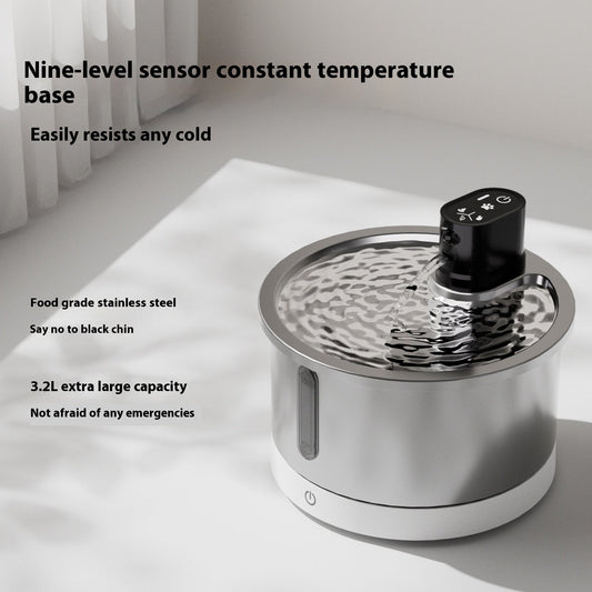 KFX-4889277 Stainless Steel Cat and Dog Water Fountain with Nine-Gear Temperature Control