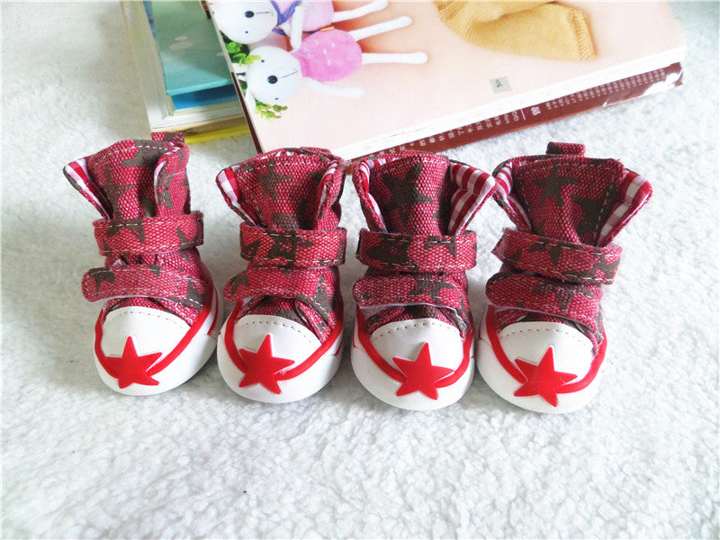 KFX-4890045 Breathable Rubber Dog Shoes for Spring and Summer - Stylish Cowboy Design for Small Breeds