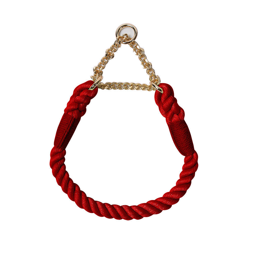 KFX-4891197 Braided Cotton Dog Collar - Explosion-Proof, All-Season Fit for Sizes S, M, L