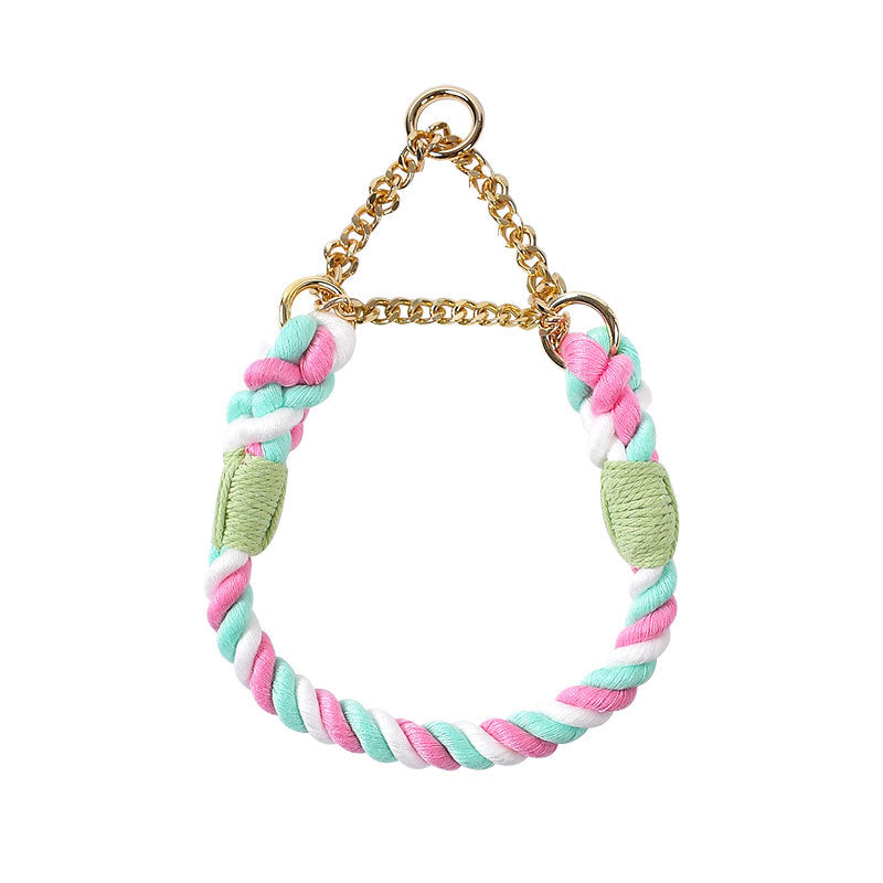 KFX-4891197 Braided Cotton Dog Collar - Explosion-Proof, All-Season Fit for Sizes S, M, L