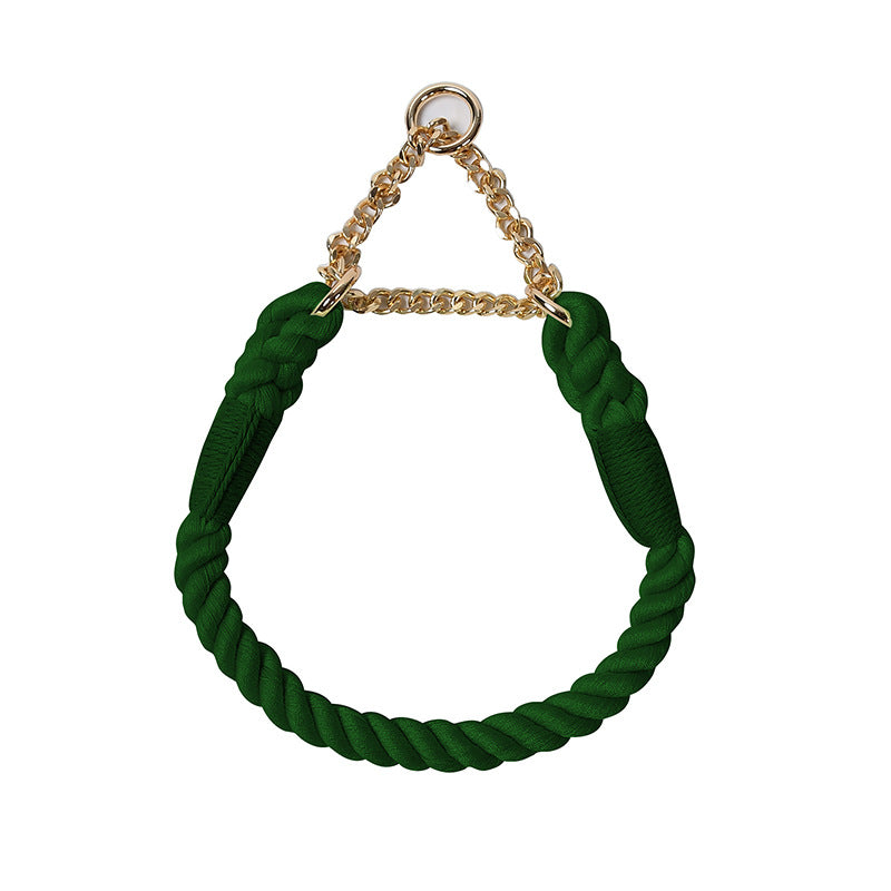 KFX-4891197 Braided Cotton Dog Collar - Explosion-Proof, All-Season Fit for Sizes S, M, L