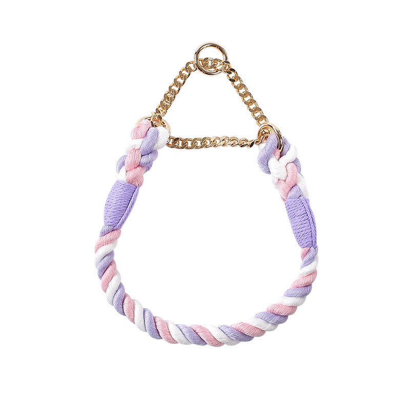 KFX-4891197 Braided Cotton Dog Collar - Explosion-Proof, All-Season Fit for Sizes S, M, L