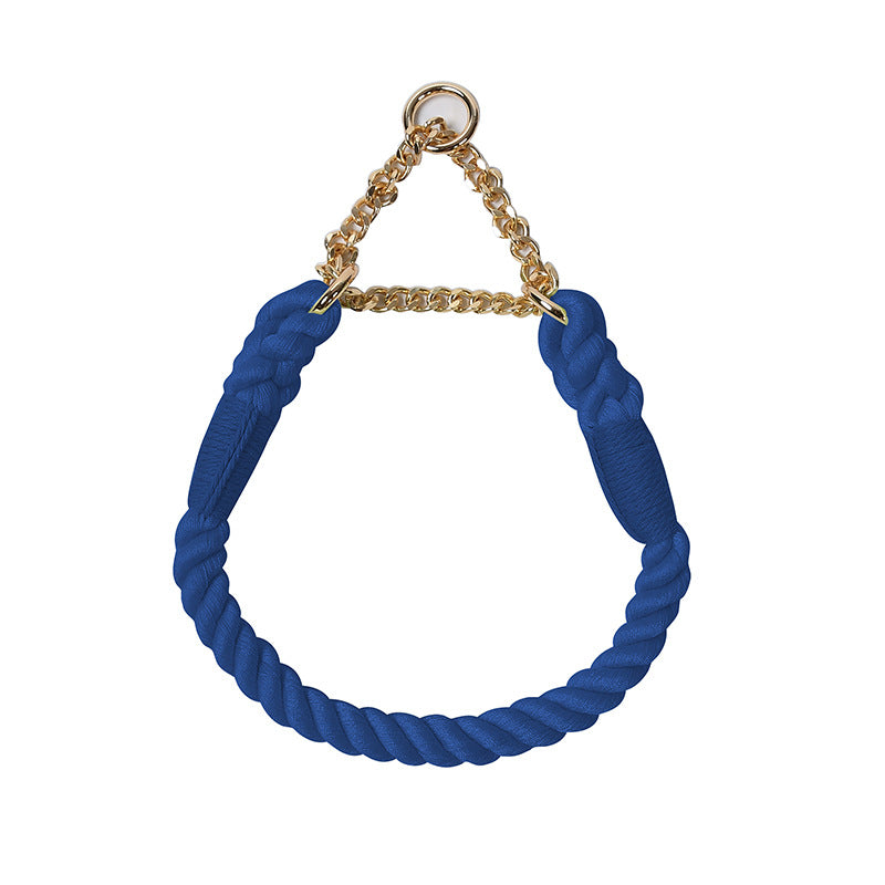 KFX-4891197 Braided Cotton Dog Collar - Explosion-Proof, All-Season Fit for Sizes S, M, L